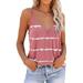 Sexy Dance Women Casual Loose Sleeveless Blouse Top Sexy V Neck Backless Spaghetti Strap Camisole Cami Tee Shirts Top S-XXXL Pink L(US 10-12)