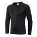 JANDEL Men's Quick-drying Fitness Long-sleeved Stretch Tight Sports Running Training Suit, Breathable Sweat-wicking T-shirt Top, Black 2XL