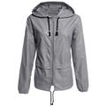 Fashion Thin Section Ladies Waterproof Clothing Hooded Drawstring Outdoor Hiking Rain Jacket Jacket