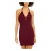 SPEECHLESS Womens Maroon Lace Shimmering Spaghetti Strap V Neck Mini Body Con Cocktail Dress Size 11