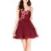 B Darlin Rose-Applique Strapless Dress Red