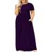 Sexy Dance Women Casual Crew Neck Maxi Dress Casual Long Dress with Pocket Beach Daily Party Dresses Plus Size