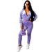 Women 2 Piece Outfits Tracksuit Velvet Zip Up Hooded Jacket Crop Tops Pants Set