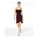 TRIXXI Womens Burgundy Ruffled Spaghetti Strap Square Neck Short Sheath Cocktail Dress Size 5