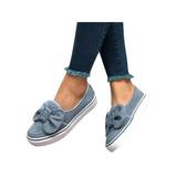 Woobling Ladies Womens Flat Slip On Bow Casual Pumps Skate Fashion Trainers Shoes Size