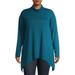 Terra & Sky Women's Plus Size Slub Sharkbite Tunic Length Cowlneck Knit Top