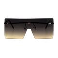 Futuristic Rimless Shield Oceanic Gradient Robotic Metal Rim Sunglasses Silver Brown Smoke