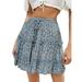 Sexy Dance Womens Floral Flared Short Skirt Polka Dot Pleated Mini Skater Skirt with Drawstring Ruffled Short Dress Holiday Paisley Mini Dress