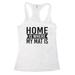 Women's Yoga Tank Top "Home Is Where My Mat Is" - Burnout Tank Top - Gift - Funny Threadz, White, Medium