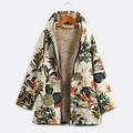 Tomshoo Women Faux Fur Hooded Parka Coat Floral Print Side Pockets Warm Vintage Casual Long Coat Outwear