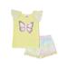 Bmagical Girl's Rainbow Butterfly Ruffle Pajama Shorts Set, 2-Piece, Sizes 4-12