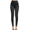 Women's Vertical Stripes Imitation Denim Leggings Slim Hip-Lifting Cropped Pants