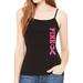 Junior's Pink Breast Cancer Pink Ribbon V589 Black Spaghetti Strap Tank Top X-Large Black