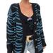 Alloet Women Cardigan Loose Knitted Sweater Coat Stripe V Neck Jacket