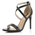 DailyShoes High Heel Sandal for Women Sandals Stiletto Crisscross Strappy Open Toe Criss Crossed Heels Ankle Strap Party Pump Black,pu,6