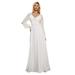 Ever-Pretty Women's Long Sleeve A-line Long Wedding Chiffon Bridesmaid Dress 00458 White US6