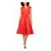 ANNE KLEIN Womens Red Belted Polka Dot Cap Sleeve Henley Midi Shirt Dress Cocktail Dress Size XL