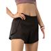 Sexy Dance Women Summer Gym Shorts Pocket Plus Size Yoga Sports Workout Casual Bike Stretch Sweat Pants Activewear Lady High Waist Fake Two