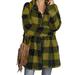 Womenâ€™s Casual Style Plush Long-sleeved Coat Fashion Color Contrast Plaid Single-breasted Fashion Design Mid-length Jacket