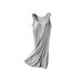 Women Built-in Bra Sleeveless Tank Top Sleepwear Padded Long Pajamas Nightdress,Summer Thin Shelf Bra Camisole Nightshirt Dress Nightgown,Knee Length Casual Modal Full Slip Sleep Shirt,Gray S-2XL