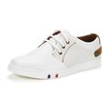 BRUNO MARC Mens Mesh Leather Sneakers Casual Shoes Slip On Lace Up Waking Shoes NY-03 WHITE 9.5