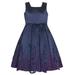 Bonnie Jean Little Girls Navy Laser-Cut Accents Pleated Sleeveless Dress