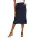Jessica London Women's Plus Size Comfort Waist Midi Skirt Elastic Waist Stretch Denim