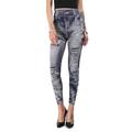 Avamo High Waist Jeggings for Women Denim Print Seamless Stretch Leggings Pants Ladies Casual Slim Fit Trousers