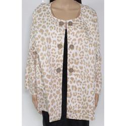 Women's Jacket White Plus Leopard Printed 2X