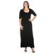 24/7 Women's Plus Size Comfort Apparel Elbow Length Sleeve Plus Size Maxi Dress