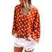 Women Shirt, Red Polka Dot Shirt Women Blouse Lace Polka Dot Shirt Casual t-Shirt Loose Tunics Long Sleeve Sweatshirt Fashion Baggy Tops