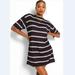 New Women's Casual Striped A Line Dress Crewneck Short Sleeve Dress