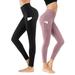 UKAP 2 Pack Yoga Sexy Leggings for Women Sexy Yoga Pants with Pockets for Phones Stretch Sports Leggings High Waisted Tummy Control Petite Sports Pants Compression Pants Seamless Leggings