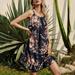 Women's Casual Loose Floral Printed A-line Skirt Sleeveless Suspender Dress