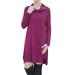 Starvnc Women Long Sleeve Heap Collar Asymmetric Hem Pure T-Shirt Dress