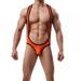 Wuffmeow Men's Body Shaper Ice Silk One Piece Singlet Struggles Man Bodysuit Leotard Male Soft Underwear Shapers,Orange,XL