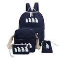 Teens School Backpack Set Canvas Girls School Bags, Bookbags Set of 4 (Dark Blue)