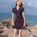 Summer Bohemia Dress V-neck Floral High Waist Lace-up Dress Short Sleeve Student Dress