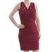 GUESS Womens Maroon Zippered Lace-up Bandage Sleeveless V Neck Above The Knee Body Con Wear To Work Dress Size 8