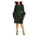 RACHEL ROY Womens Green Ruffled Bell Sleeve Jewel Neck Knee Length Sheath Cocktail Dress Size 20W