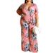 Women Jumpsuit Snakeskin / Floral Pattern Print Female Long Sleeve V-neck Loose Ladies Outfits Clothes