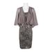 Alex Evenings Square Neck Sleeveless Embroidered Mesh Dress with Chiffon Jacket (Petite)-CAFE