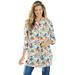 Woman Within Women's Plus Size Three-Quarter Sleeve Tab-Front Tunic