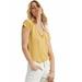 New Lucky Brand Women's Girls Lace Up Front Top Blouse Stripe Yellow Size L 4104-7