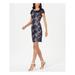 CALVIN KLEIN Womens Navy Sequined Short Sleeve Jewel Neck Above The Knee Sheath Cocktail Dress Size 8