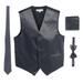 Gioberti Men's Formal 4pc Satin Vest Necktie Bowtie and Pocket Square