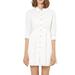 Allegra K Women's 3/4 Sleeve Button Front Flare Mini Shirt Dress