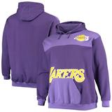 Los Angeles Lakers Big & Tall Tonal Oversized Wordmark Fleece Pullover Hoodie - Purple