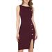 Allegra K Women's Button Decor Sleeveless Slit Office Bodycon Dress