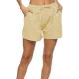 Summer Womens Drawstring Waist Beach Shorts Fashion Girls Solid Color Casual Short Pants Bottoms S-3XL